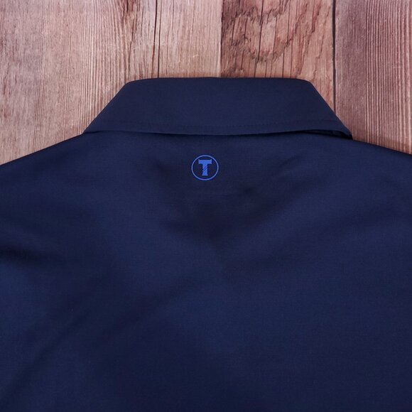 Twillory Mens Large Long Sleeve Performance Athleisure Golf Polo Shirt Navy Blue - Picture 8 of 15
